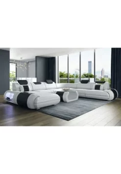 SOFA DREAMS XXL Wohnlandschaft Leder Rimini Weiß-schwarz -WOHN-ESSZIMMER Verkäufe unnamed file 648