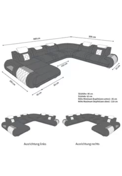SOFA DREAMS XXL Wohnlandschaft Leder Rimini Weiß-schwarz -WOHN-ESSZIMMER Verkäufe unnamed file 653