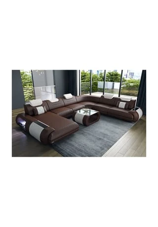 SOFA DREAMS XXL Wohnlandschaft Leder Rimini Braun-weiss 3 SOFA DREAMS XXL Wohnlandschaft Leder Rimini Braun-weiss