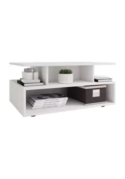 VCM. - My Home Holz Hoher Sofatisch Hoch Couchtisch Wohnzimmertisch Beistelltisch Ablage Esila Weiß