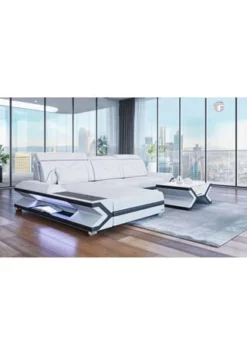 SOFA DREAMS Ecksofa Leder Napoli Weiß-schwarz -WOHN-ESSZIMMER Verkäufe unnamed file 684