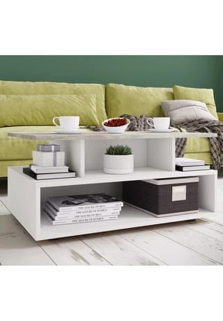 VCM. - My Home Holz Hoher Sofatisch Hoch Couchtisch Wohnzimmertisch Beistelltisch Ablage Esila Weiß / Beton-Optik 4 VCM. - My Home Holz Hoher Sofatisch Hoch Couchtisch Wohnzimmertisch Beistelltisch Ablage Esila Weiß / Beton-Optik – Bild 2