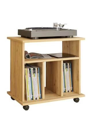 VCM. - My Home Holz Schallplatten LP Regal Schrank Mediaregal Aufbewahrung Rollbar Rollen Retal Honig-Eiche 3 VCM. - My Home Holz Schallplatten LP Regal Schrank Mediaregal Aufbewahrung Rollbar Rollen Retal Honig-Eiche