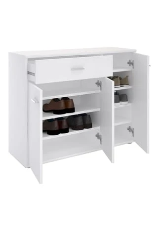 CARO-Möbel Schuhschrank 1 Schublade, 3 Türen DEUSTO Weiß 4 CARO-Möbel Schuhschrank 1 Schublade, 3 Türen DEUSTO Weiß – Bild 2
