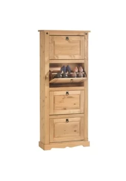 IDIMEX Schuhkipper Mit 4 Fächern, Kiefer Massiv, Mexico Möbel TEQUILA Natur -WOHN-ESSZIMMER Verkäufe unnamed file 985