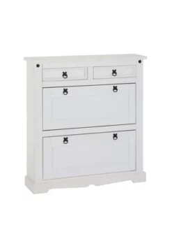 IDIMEX Schuhkipper Mit 2 Schubladen, Mexico Möbel TEQUILA Weiß